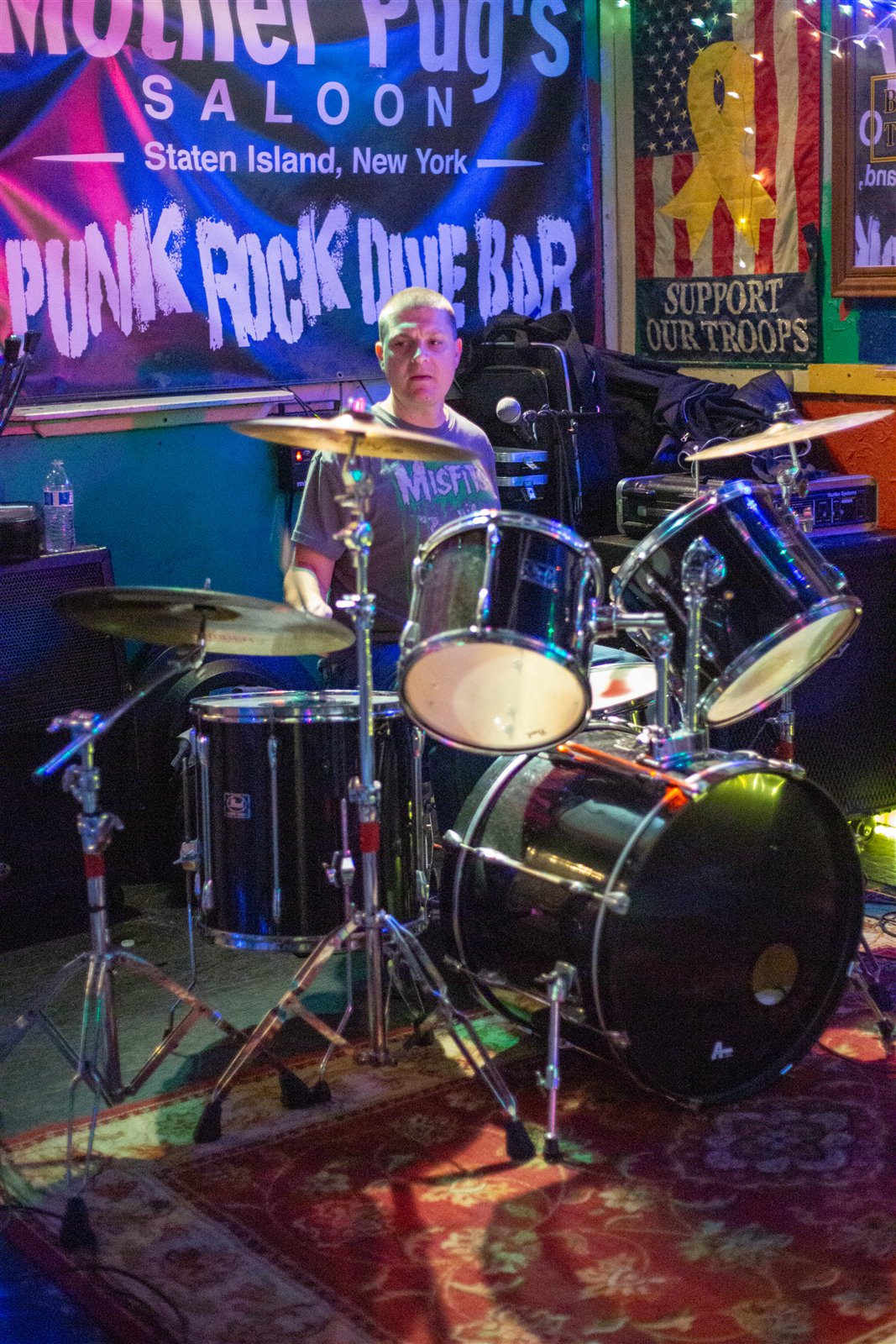 Victor playing drums at Punksgiving in 2024